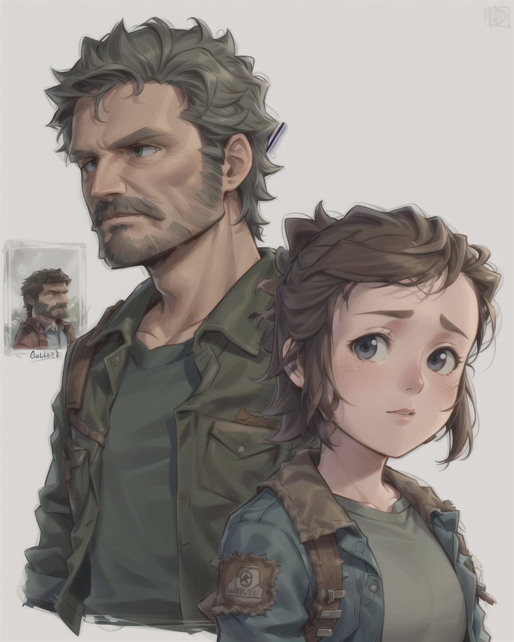 TheLastOfUs <lora:TheLastOfUs-000001:0.7> illustration cartoon of  a joel 1man and a 1girl ellie  <lora:ICTStyle_10mb:0.7> ICTStyle