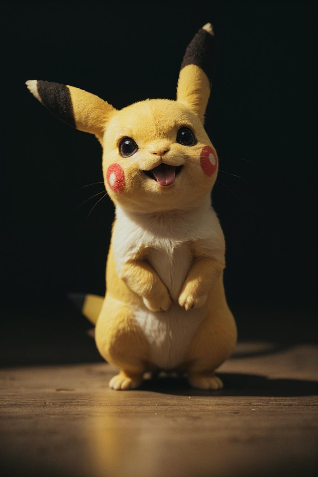 Photography, full body BREAK of real life pikachu BREAK portrait, symmetrical, highly detailed, smooth, sharp focus, cinematic lighting, kkw-ph1