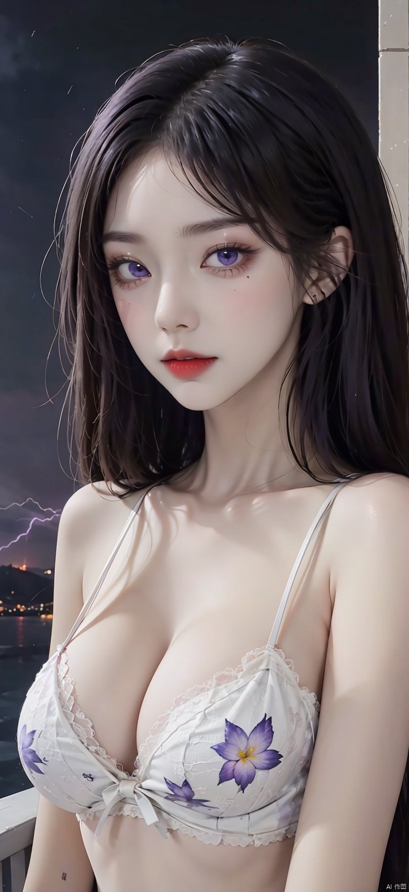 1girl,  urple hair,  purple eyes by 画师￥染颜 on Tensor.Art