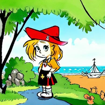 a cartoon girl dressed as pirates,  art by by Oliver DR on Tensor.Art