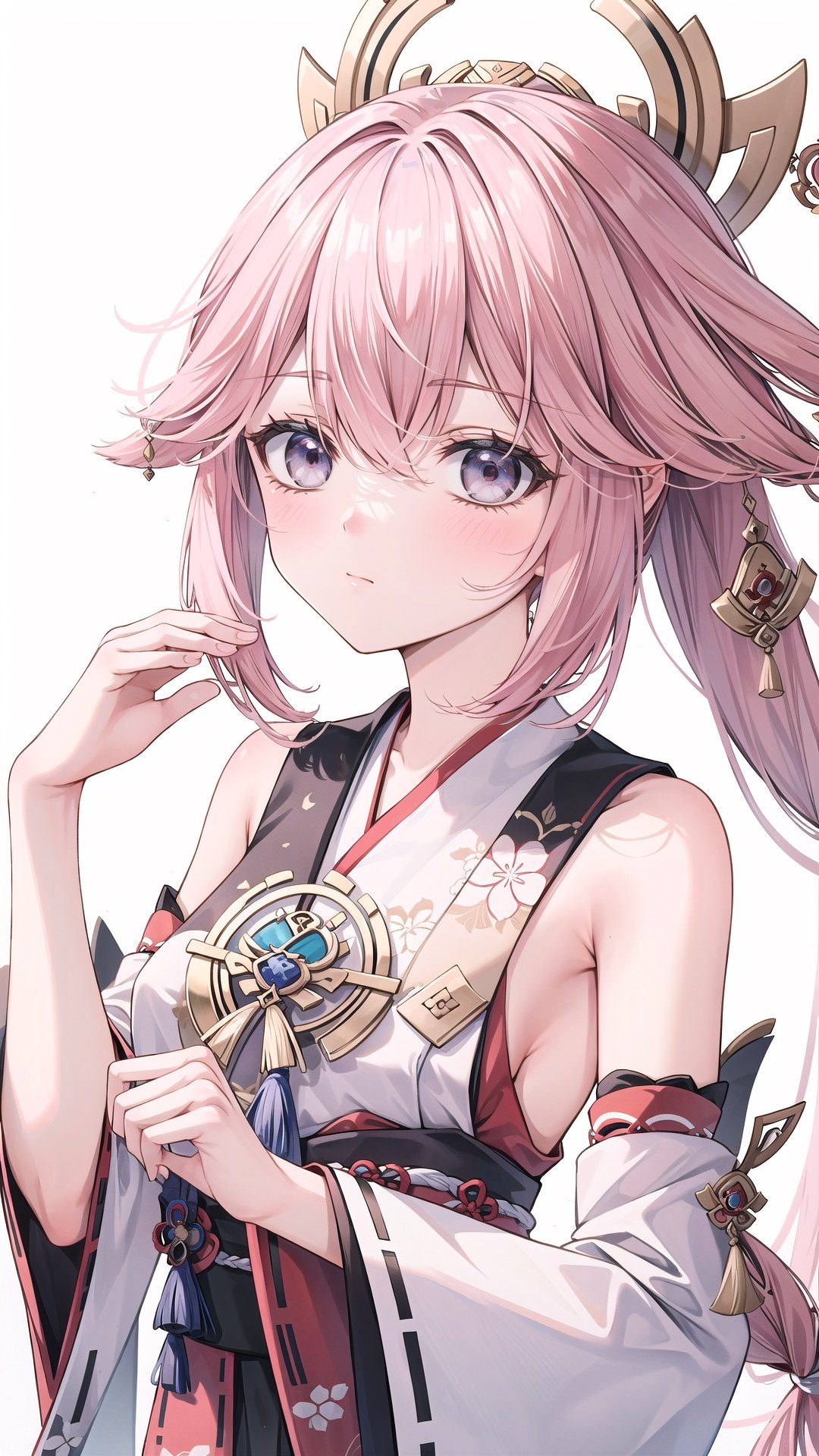 Yae Miko(genshin impact),  (upper body),  white background by hans on Tensor.Art