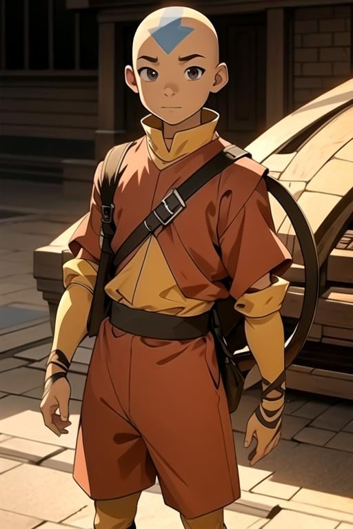 masterpiece, best quality, game cg, 1boy, solo, male focus, looking at viewer, , , anime coloring, , <lora:aang_avatar:0.66>, aang_avatar, bald, black eyes, , ,