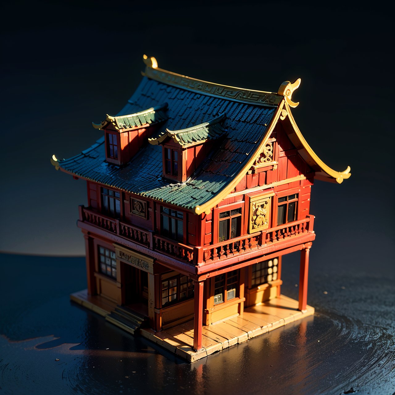 best quality,(masterpiece:1.1),chinese house,isometric view,high resolution,detailed details,simple background,