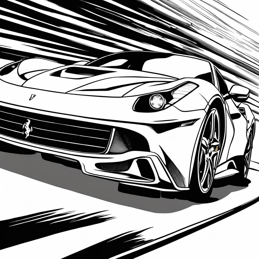 A ferrari, close-up, stunning car pic, ColoringBookAF,  <lora:ColoringBook:1>