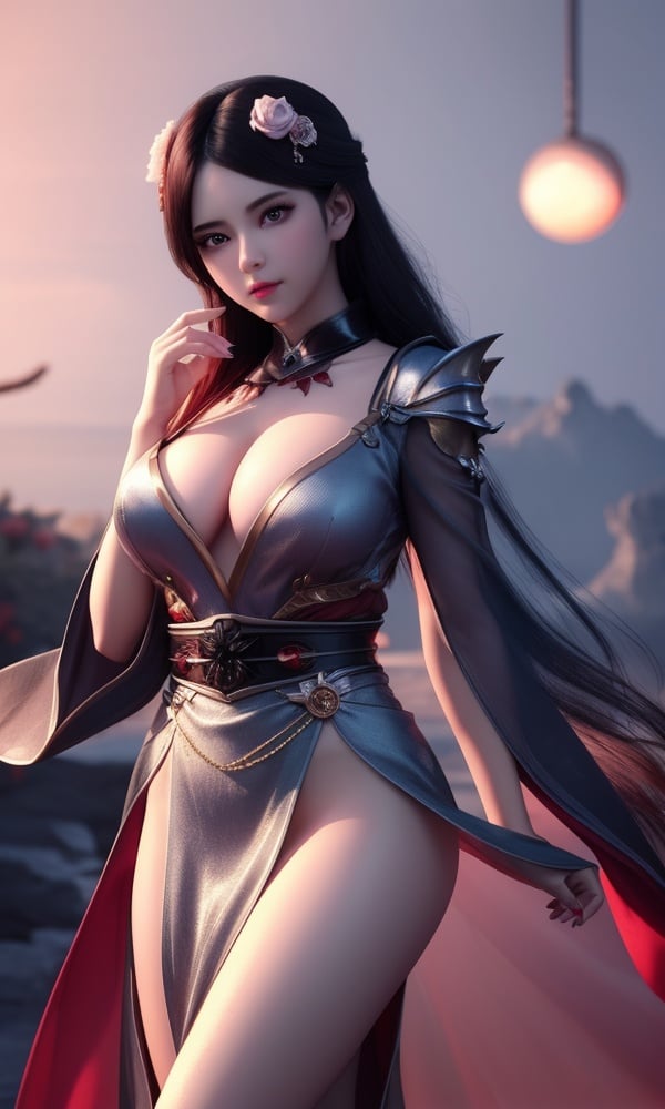 (,1girl, ,best quality, )<lora:DA_寒千落-墓王之王:0.7>,, ,masterpiece, fantasy, realistic,science fiction,mole, ultra realistic 8k cg, ,tamari \(flawless\),  medium breasts,red moon, black rose,     (()), (),