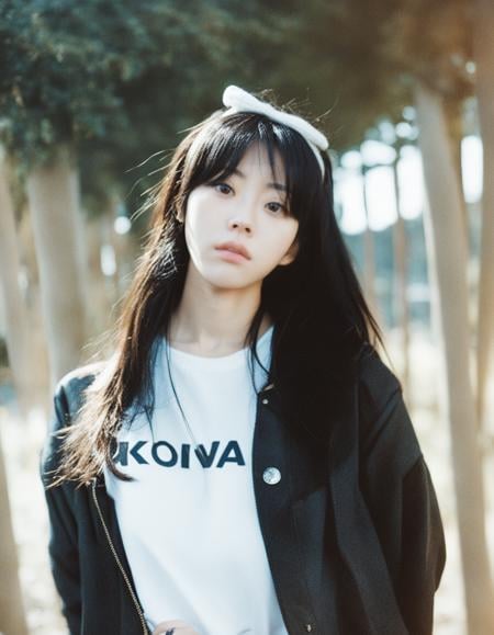 <lora:DetailedEyes_xl_V2:1>,<lora:neg4all_bdsqlsz_xl_V7:1>,SDS_girl,ulzzang,naver fanpop,streaming on twitch,ffffound,1girl,solo,realistic,jacket,black hair,black headband,Unruly hair,Golden straw,cloud,lens_flare,Natural light,portrait,Grey Film filter,(KODAK Ektar 100:1.2),looking at viewer,