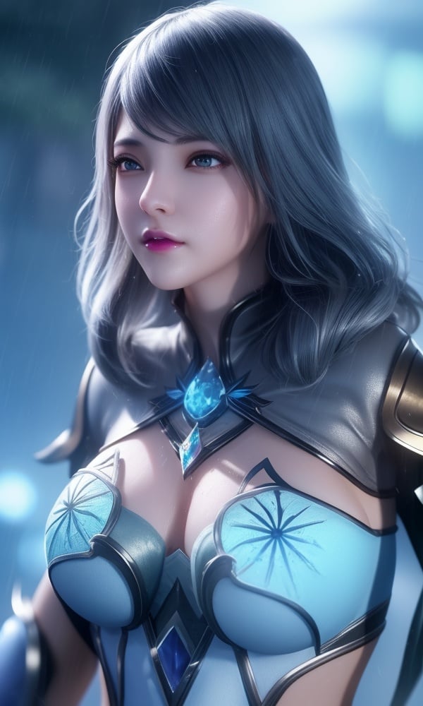 (,1girl, ,best quality, )<lora:DA_水冰儿-斗罗大陆:0.7>,, ,masterpiece, fantasy, realistic,science fiction,mole, ultra realistic 8k cg, ,tamari \(flawless\),  medium breasts  ,magic,hydrokinesis,sweat, wet, rain, ,       (()), (),