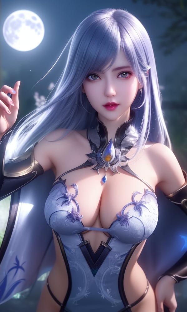 (,1girl, ,best quality, )<lora:DA_水冰儿-斗罗大陆:0.7>,, ,masterpiece, fantasy, realistic,science fiction,mole, ultra realistic 8k cg, ,tamari \(flawless\),  medium breasts  ,spider lily,full moon (()), (),