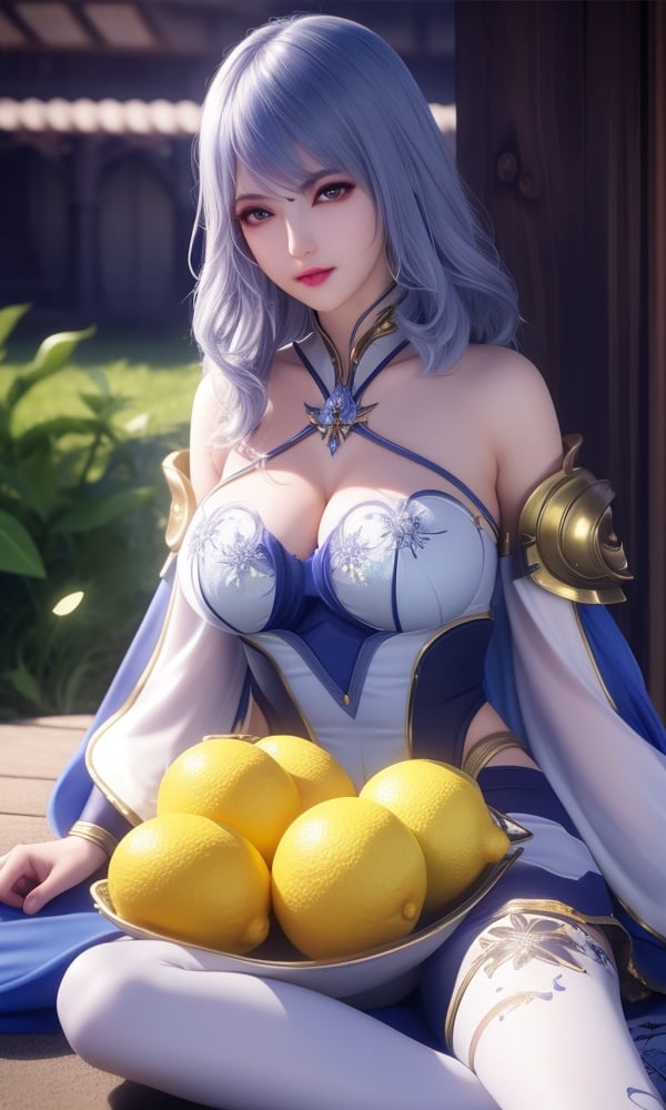 (,1girl, ,best quality, )<lora:DA_水冰儿-斗罗大陆:0.8>,, ,masterpiece, fantasy, realistic,science fiction,mole, ultra realistic 8k cg, ,tamari \(flawless\),  medium breasts  , lemon blossoms,  (()), (), ,ribbon,pantyhose,