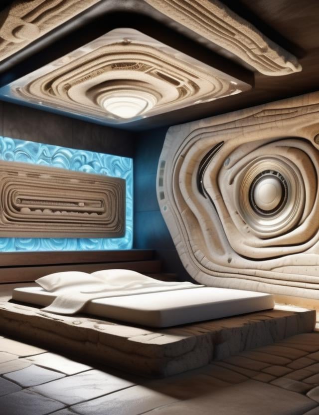 (masterpiece:1.2), ((digital art,realistic)), (hyper detailed),DonMS4ndW0rldXL, made of sand or sandstone, Sauna/Spa Room, Mattress, Travertine stone,Tapestry with Metal Threads tapestry,Laminate, Pendant Lights, Under-Cabinet Lighting, scifi,<lora:DonMS4ndW0rldXL-000008:0.8>