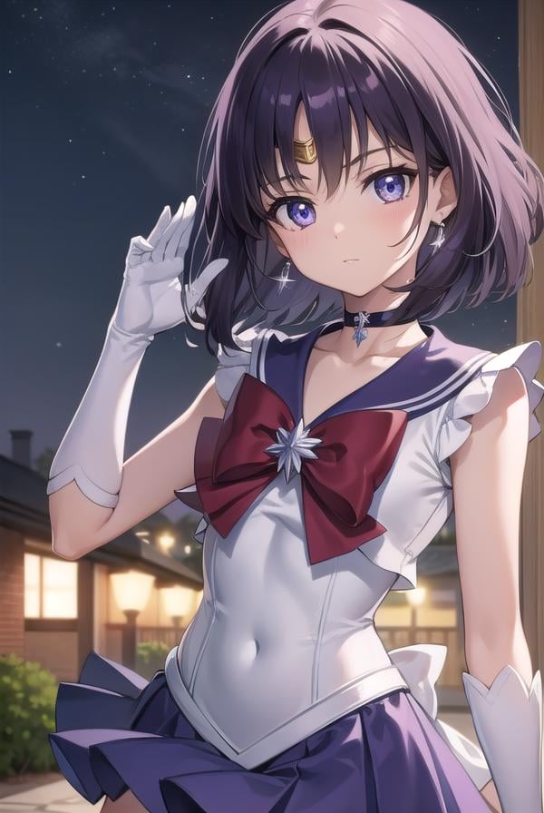 sailorsaturn, <lora:sailorsaturn-lora-nochekaiser:1>,sailor saturn, (purple eyes:1.1), short hair, purple hair, circlet,BREAK brooch, choker, earrings, gloves, jewelry, magical girl, miniskirt, purple sailor collar, sailor collar, sailor senshi uniform, skirt, star choker, white gloves,BREAK outdoors, night, sky, star \(sky\), moon,BREAK looking at viewer, (cowboy shot:1.5),BREAK <lyco:GoodHands-beta2:1>, (masterpiece:1.2), best quality, high resolution, unity 8k wallpaper, (illustration:0.8), (beautiful detailed eyes:1.6), extremely detailed face, perfect lighting, extremely detailed CG, (perfect hands, perfect anatomy),