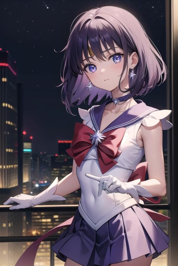 sailorsaturn, <lora:sailorsaturn-lora-nochekaiser:1>,sailor saturn, (purple eyes:1.1), short hair, purple hair, circlet,BREAK brooch, choker, earrings, gloves, jewelry, magical girl, miniskirt, purple sailor collar, sailor collar, sailor senshi uniform, skirt, star choker, white gloves,BREAK outdoors, night, sky, star \(sky\), moon,BREAK looking at viewer, (cowboy shot:1.5),BREAK <lyco:GoodHands-beta2:1>, (masterpiece:1.2), best quality, high resolution, unity 8k wallpaper, (illustration:0.8), (beautiful detailed eyes:1.6), extremely detailed face, perfect lighting, extremely detailed CG, (perfect hands, perfect anatomy),