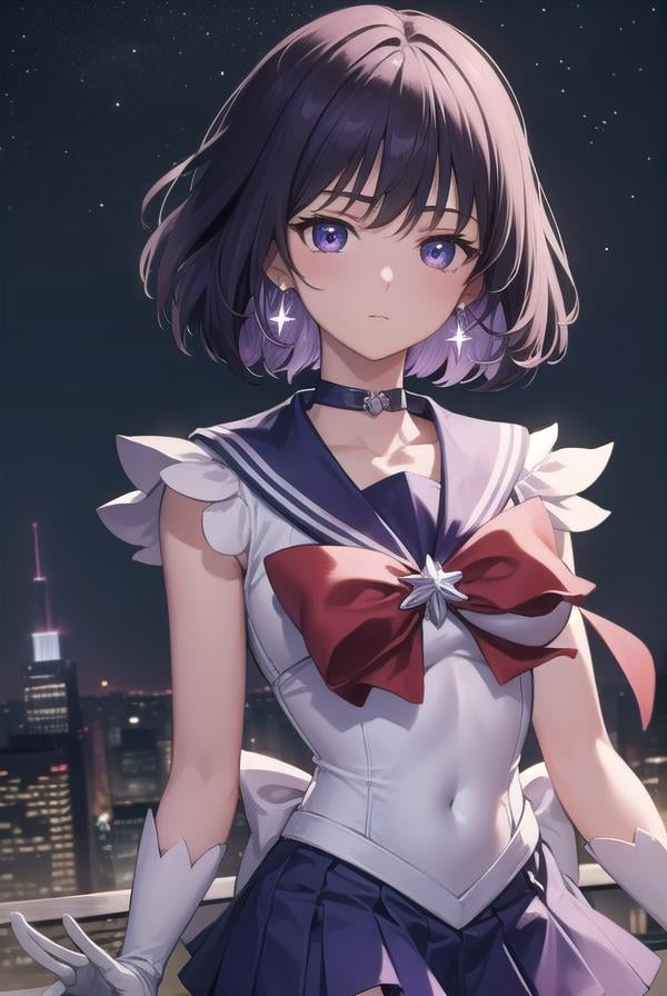 sailorsaturn, <lora:sailorsaturn-lora-nochekaiser:1>,sailor saturn, (purple eyes:1.1), short hair, purple hair, circlet,BREAK brooch, choker, earrings, gloves, jewelry, magical girl, miniskirt, purple sailor collar, sailor collar, sailor senshi uniform, skirt, star choker, white gloves,BREAK outdoors, night, sky, star \(sky\), moon,BREAK looking at viewer, (cowboy shot:1.5),BREAK <lyco:GoodHands-beta2:1>, (masterpiece:1.2), best quality, high resolution, unity 8k wallpaper, (illustration:0.8), (beautiful detailed eyes:1.6), extremely detailed face, perfect lighting, extremely detailed CG, (perfect hands, perfect anatomy),