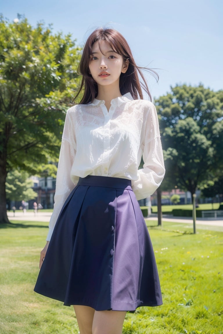 1,masterpiece,best quality,ultra high res
2,purple grid skirt woman
3,beautiful woman in purple skirt, fine texture, rich details, 3D
4,beautiful city park
5,sunny day, green grass, colorful flowers, clear sky, light breeze
6,professional photography, close-up, detailed texture