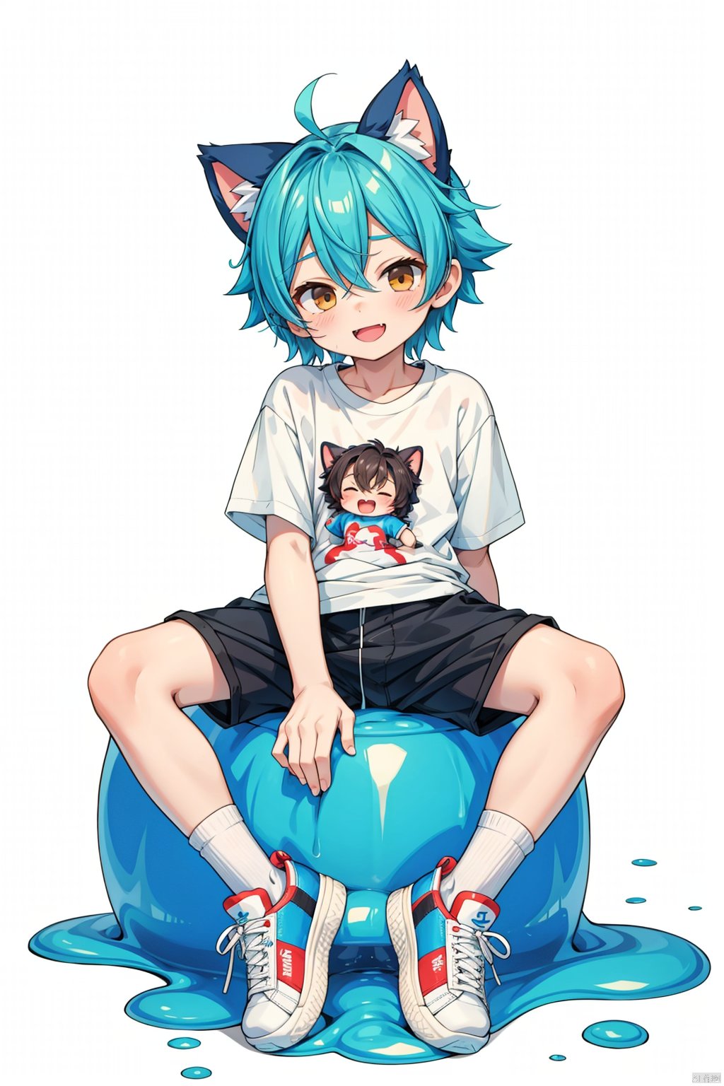  goo,furry,boy,happy_sex,shota,chibi,T_shirt,shorts,white socks, sneakers,sit,