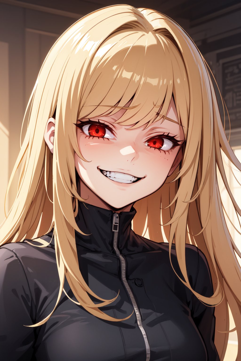 ((Masterpiece, best quality)), edgQuality, solo,1girl,edgGesugao,sadistic smile, long hair, bangs, grin, evil smile,edgGesugao facial expression,