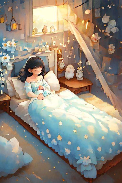 bed,room,soft_light,,1girl,detailed_light,childbook,,masterpiece,best quality,,masterpiece,best quality,<lora:childbook_20230601211222:1>,sunlight, 