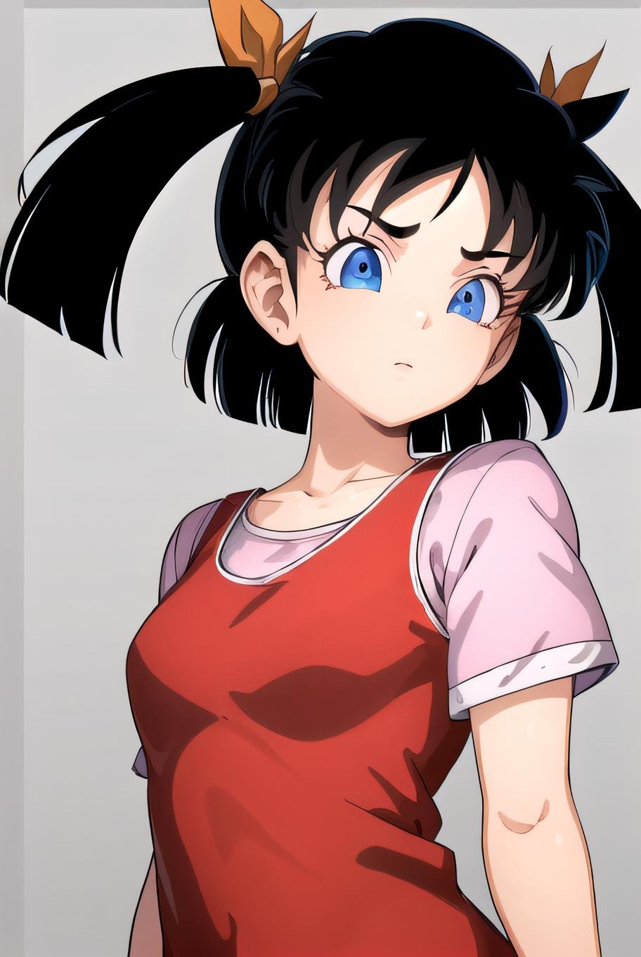 best quality, (masterpiece),(ultra-detailed), (high quality), (high resolution),  <lora:pandel:0.7>,short hair, pandel, black hair, blue eyes, twintails, red dress, pink shirt,