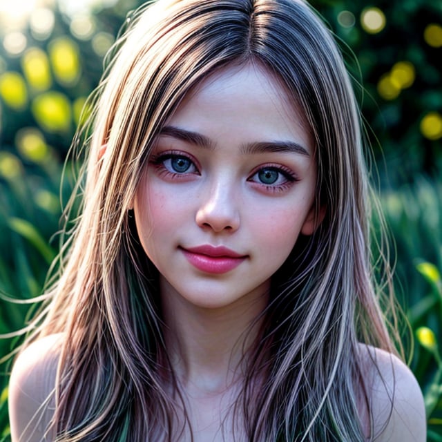 (best quality,4k,8k,highres,masterpiece:1.2),ultra-detailed,(realistic,photorealistic,photo-realistic:1.37),beautiful detailed eyes,beautiful detailed lips,extremely detailed eyes and face,longeyelashes,little girl,cute girl,cute smile,outdoor,illustration,pastel colors,soft lighting,happy expression,green garden,flowers,grass, sunshine