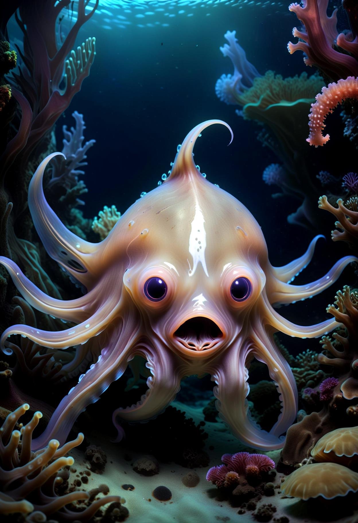 Dumbo octopus,  cute,  creepy by DennisSchöneberg on Tensor.Art