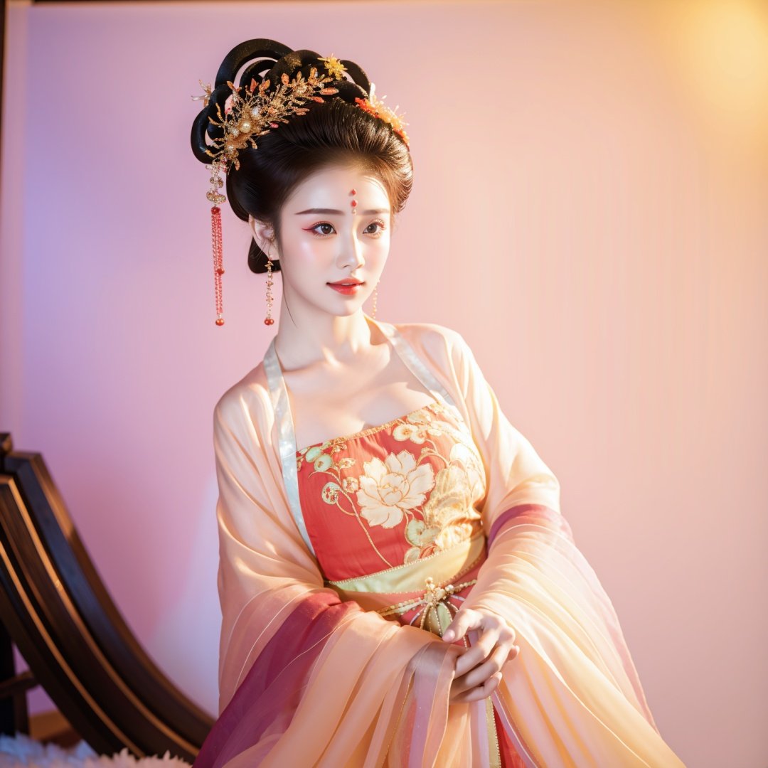 changexianzi, cexz4, 1girl, solo, looking at viewer, simple background, black hair, hair ornament, white background, dress, jewelry, flower, earrings, blurry, chinese clothes, realistic, hanfu<lora:changexianzi-000007:0.9>