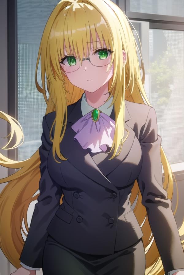 tearjulunatique, <lora:tearju lunatique darkness-lora-nochekaiser:1>,tearju lunatique, long hair, blonde hair, (green eyes:1.5), sidelocks, glasses,BREAK shirt, collared shirt, white shirt, suit, formal suit, long sleeves, ascot, white ascot, gemstone, green gemstone, skirt, pencil skirt,BREAK indoors, classroom,BREAK looking at viewer, (cowboy shot:1.5),BREAK <lyco:GoodHands-beta2:1>, (masterpiece:1.2), best quality, high resolution, unity 8k wallpaper, (illustration:0.8), (beautiful detailed eyes:1.6), extremely detailed face, perfect lighting, extremely detailed CG, (perfect hands, perfect anatomy),