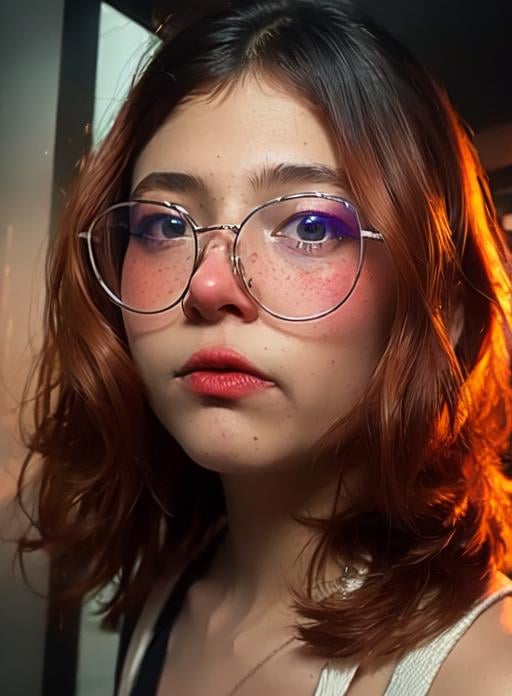 (photorealistic:1.4),8k,(masterpiece), best quality, highest quality, (detailed face:1.5),original,highres, unparalleled masterpiece, ultra realistic 8k, perfect artwork, ((perfect female figure)),  skinny,detailed skin, epiCRealism, fcPortrait, <lora:ansichan:1>,glasses, 