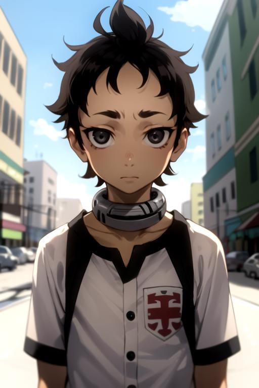 masterpiece, best quality, movie still, 1boy, solo, male focus, looking at viewer, , depth of field, , , <lora:ganta_igarashi:0.80>, ganta_igarashi, black hair, black eyes, , post-apocalyptic,