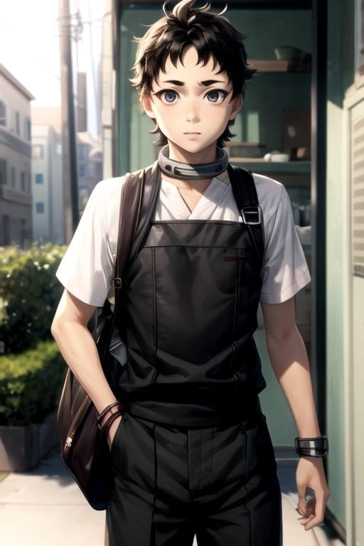 masterpiece, best quality, game cg, 1boy, solo, male focus, looking at viewer, , depth of field, , realistic, <lora:ganta_igarashi:0.70>, ganta_igarashi, black hair, black eyes, toga costume, ,