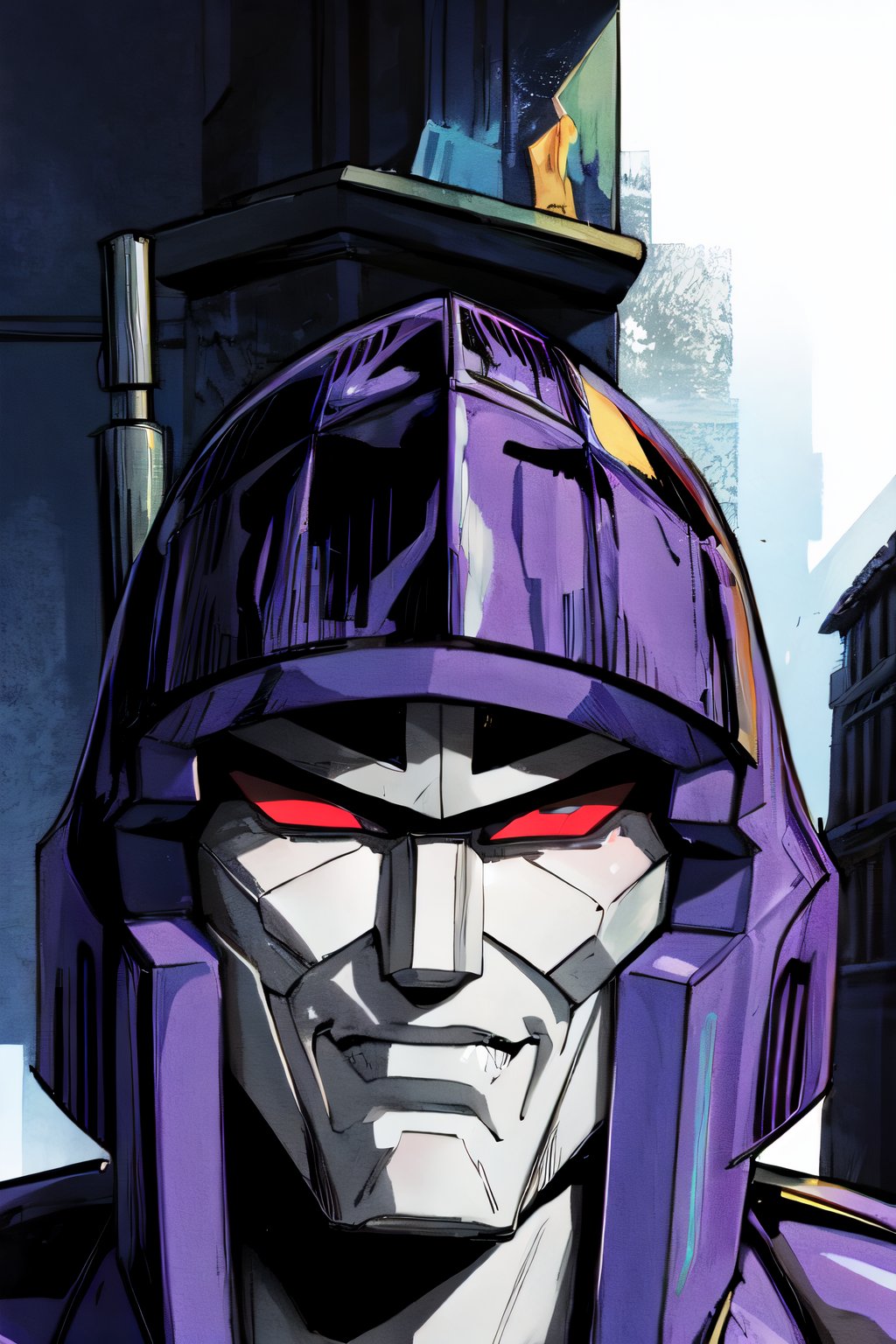 megatron,  facial portrait,  serious expression by Pedro Potter on Tensor.Art