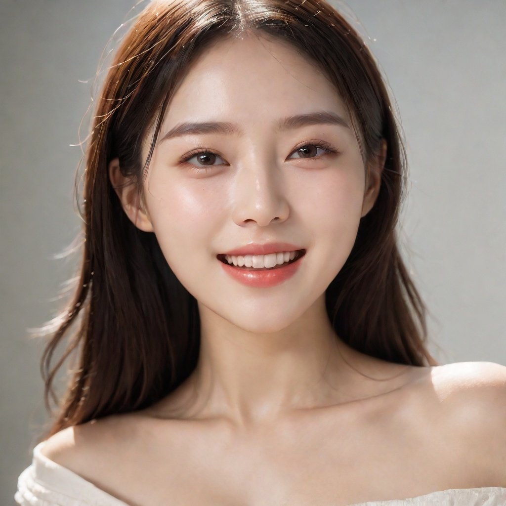 Best quality, masterpiece, ultra high resolution, (fidelity: 1.4), ray tracing, movie lighting,A girl with ultra realistic and delicate skin, creamy white skin, ultra-fine skin, beautiful and delicate face, laughing