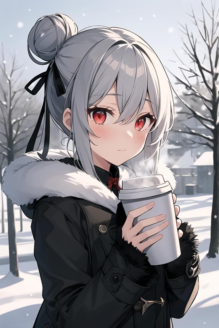 1girl,  red eyes,  disposable cup by Alloy_ on Tensor.Art