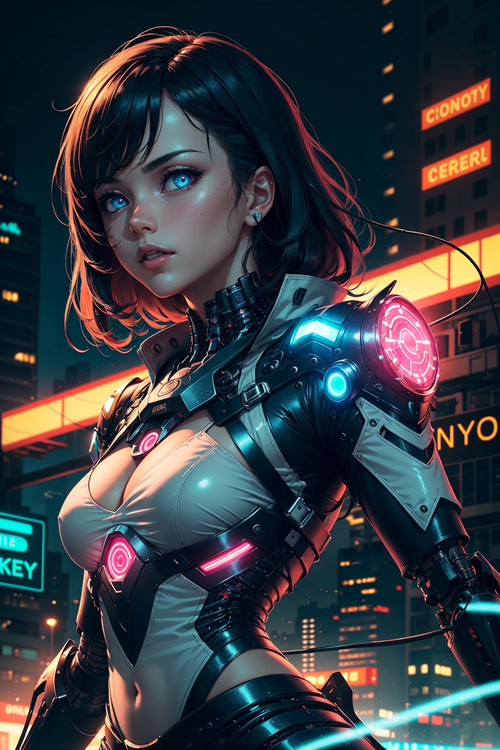 Girl with body of cyborg lady,  cybernetic jaw,  mechanical parts by Keith on Tensor.Art
