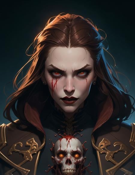 portrait of rageful and bloodthirsty castlevania vampire man, sharp focus, 4k, ultra detailed, ultra realistic, highly detailed, digital painting, artstation, concept art, illustration, charlie bowater, tom bagshaw, norman rockwell, high quality, trending on artstation, dramatic lighting, masterpiece,art by <lora:neurotrexv1.1:1>