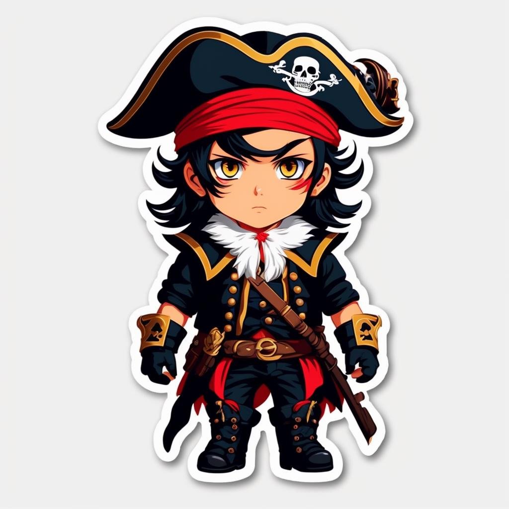 A pirate boy ,sticker,,stickers, <lora:StickersRed15PasWithTE:1>