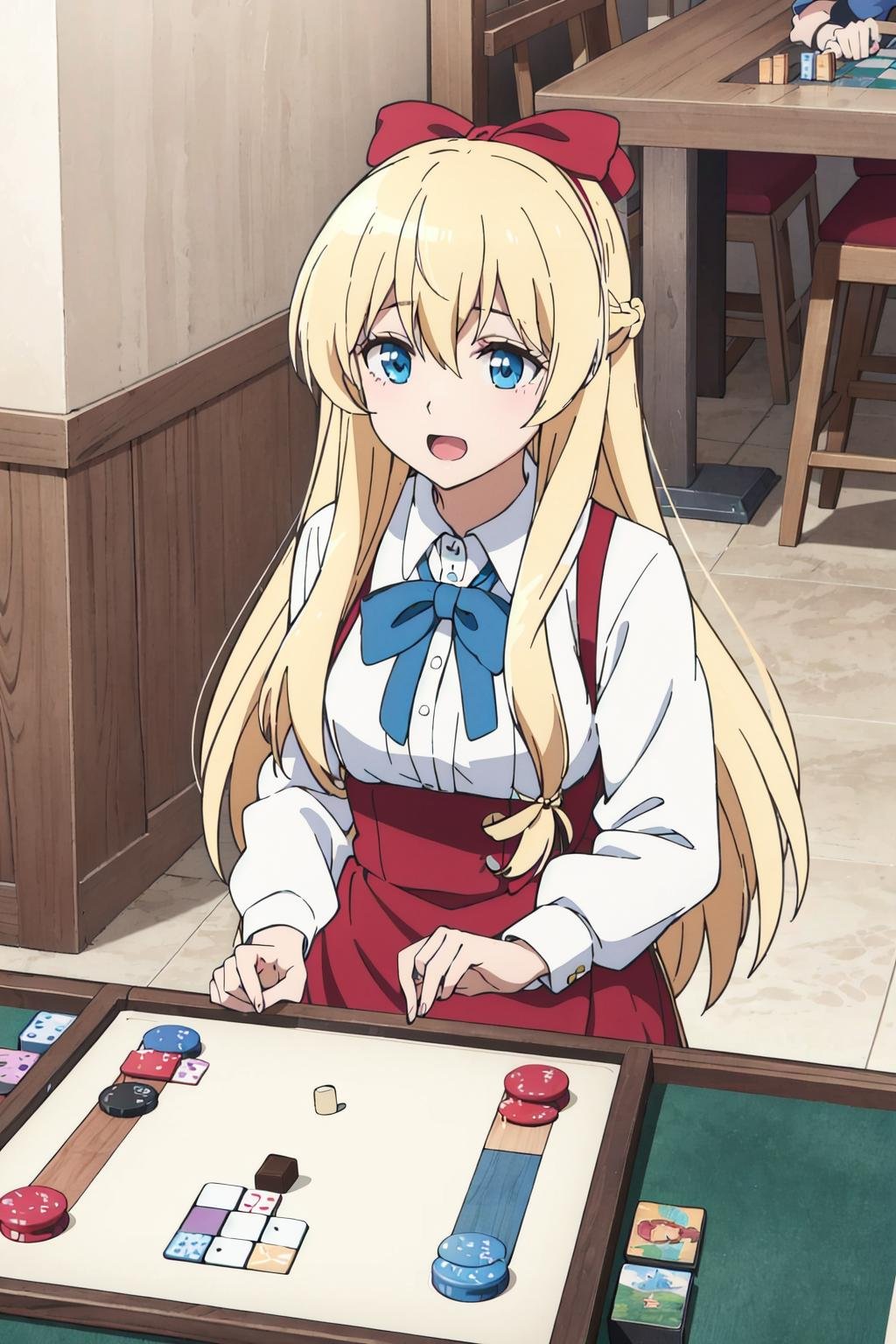 hscemilia,  hair_ribbon,  playing board games by Ttan on Tensor.Art