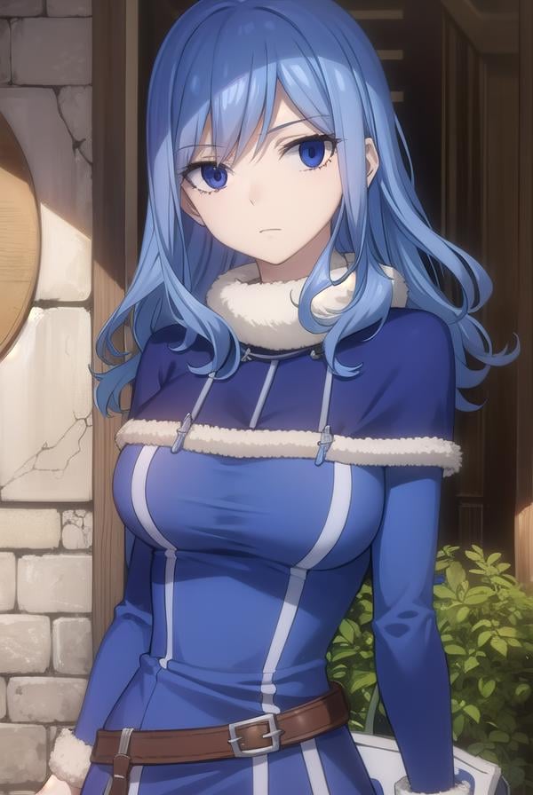 juvialockser, <lora:juvia lockser s7-lora-nochekaiser:1>,juvia lockser, long hair, blue eyes, blue hair, wavy hair, hair between eyes,BREAK hat, dress, belt, fur trim, fur hat, capelet, blue dress, long sleeves,BREAK outdoors, nature, forest, sky, clouds, sun,BREAK looking at viewer, (cowboy shot:1.5),BREAK <lyco:GoodHands-beta2:1>, (masterpiece:1.2), best quality, high resolution, unity 8k wallpaper, (illustration:0.8), (beautiful detailed eyes:1.6), extremely detailed face, perfect lighting, extremely detailed CG, (perfect hands, perfect anatomy),