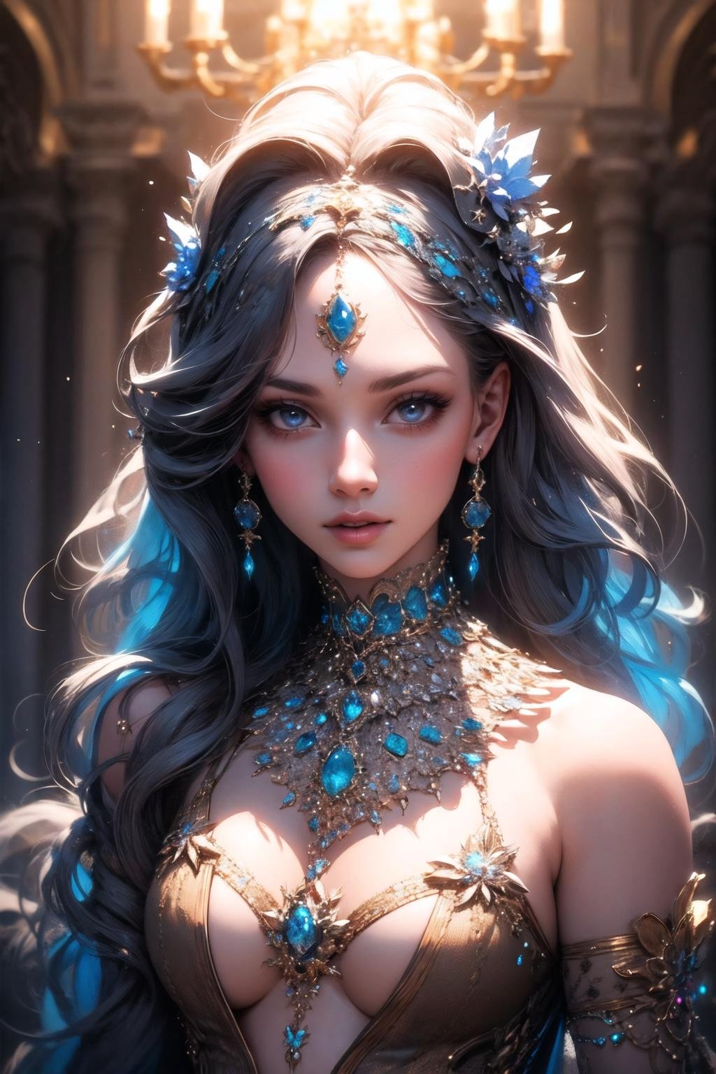 wrenchsfantasy,  full display of baroque style jewelry design,  a pair of earrings by wrench1815 on Tensor.Art