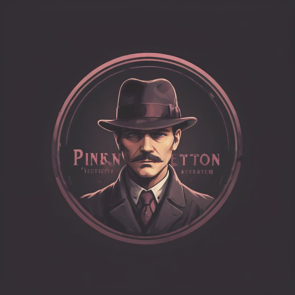 A logo for a detective agency named 'PINKERTON', dark colors,LOGO