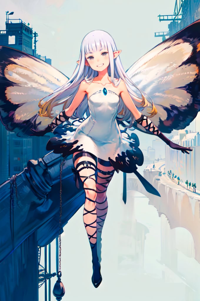 evil grin,  white hair,  gradient hair by Ttan on Tensor.Art