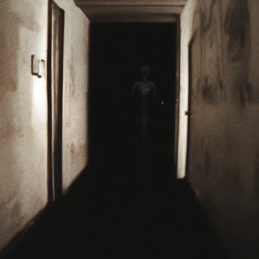 creature, skeleton, demonic, satanic,  dark hallway, shadows 