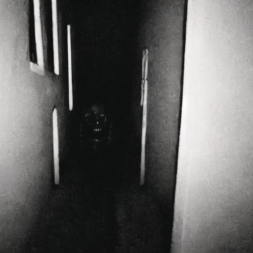 creature, skeleton, demonic, satanic,  dark hallway, shadows 