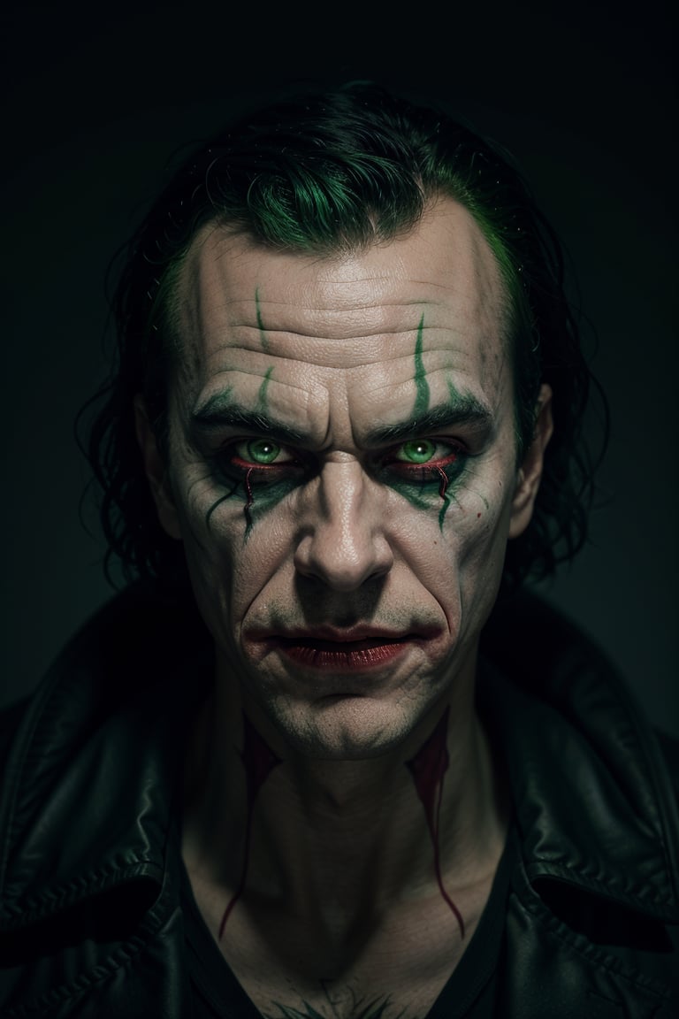 The Dark Joker with Green Evil Light eyes and lighting green thunder Dc,  scary,  Classic Academia,  Flexography,  ultra wide-angle,  Game engine rendering,  Grainy,  Collage,  analogous colors,  Meatcore,  infrared lighting,  Super detailed,  photorealistic,  food photography,  Cycles render,  4k,<lora:EMS-97102-EMS:0.800000>