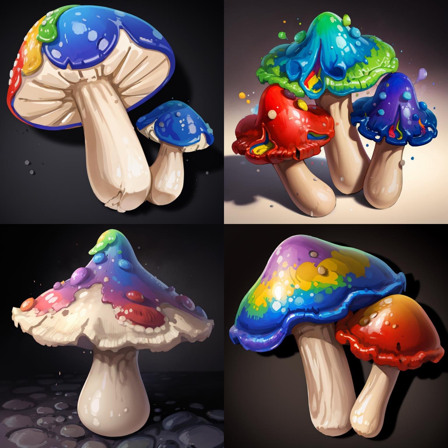 masterpiece, best quality, <lora:FantasyIcons_Mushrooms:0.8>,rainbow mushroom,