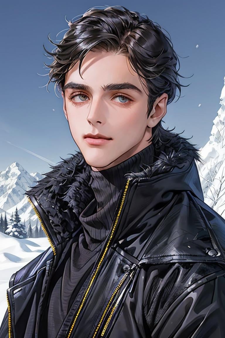 (masterpiece,  best quality:1.2),  smirk,  medium hair,  smirk,  (depth of field:1.1),  photo of person,  medium shot,  winter jacket,  turtleneck,  scarf,  pants,  snow,  portrait,  masterpiece,  highness,  perfect face,  perfect picture,  detailed eyes , sharp focus,  mountains,  mattrh, <lora:EMS-80009-EMS:0.950000>