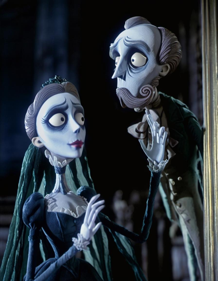 stopmotion, "The Phantom of the Opera's Haunting," opera house, masked man, tragic love, obsession, beauty, haunting, dramatic, Gothic. <lora:STOPMO_1.12_RC:0.9>