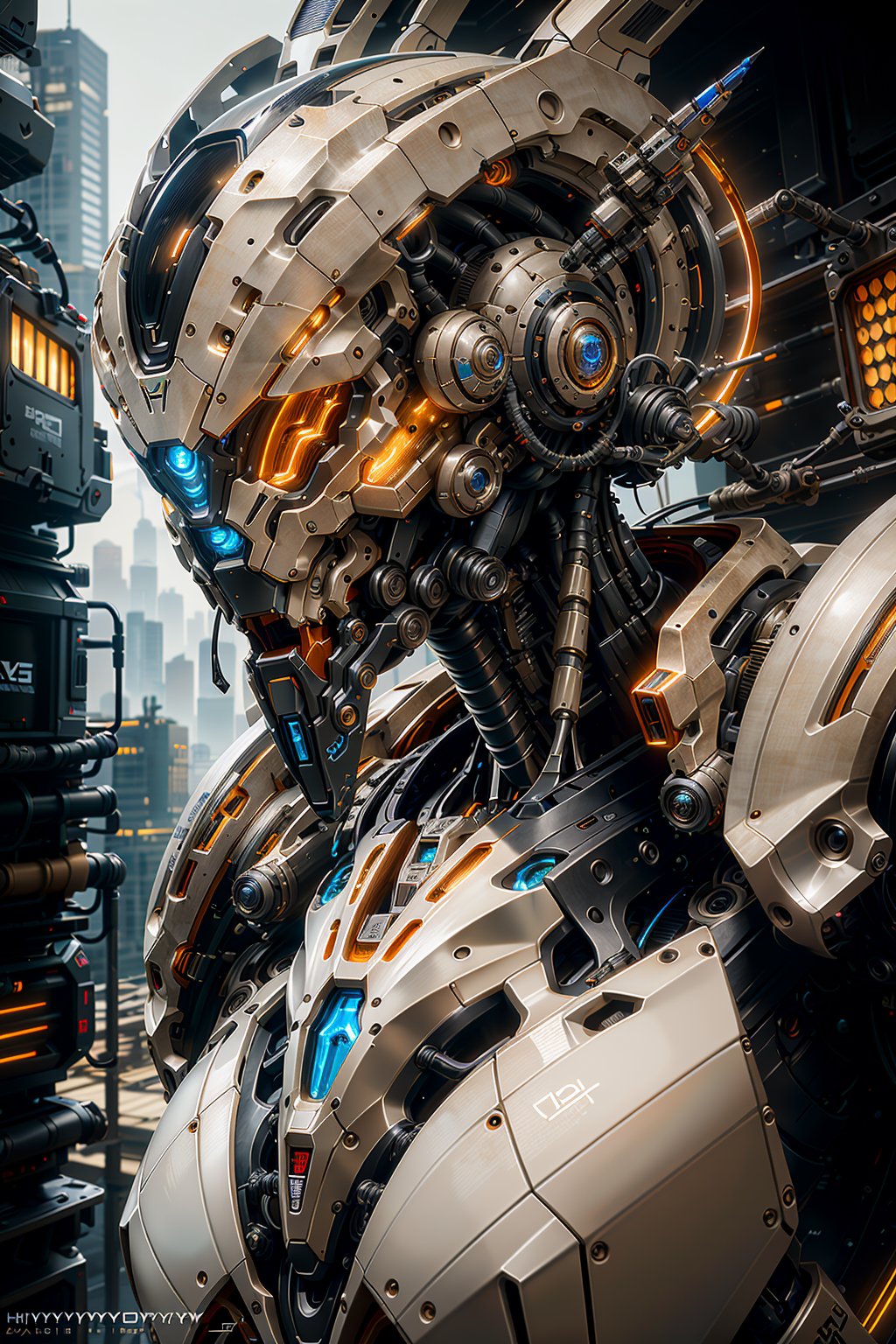 1mecha, best quality, biomechanical, complex robot, hyper realistic, (hyper detailed:1.25), intricate, (insane fine details:1.1), Extremely sharp lines, scifi aesthetic, a masterpiece, BY MOONCRYPTOWOW, ROBOT,HALO