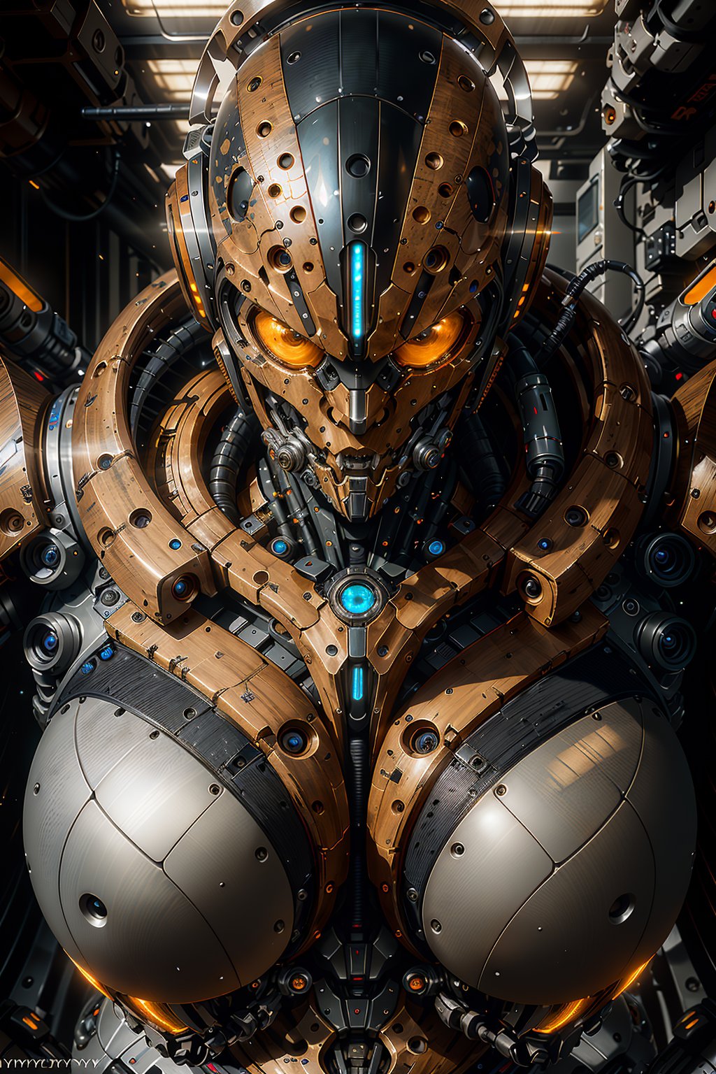 1mecha, best quality, biomechanical, complex robot, hyper realistic, (hyper detailed:1.25), intricate, (insane fine details:1.1), Extremely sharp lines, scifi aesthetic, a masterpiece, BY MOONCRYPTOWOW, ROBOT,HALO