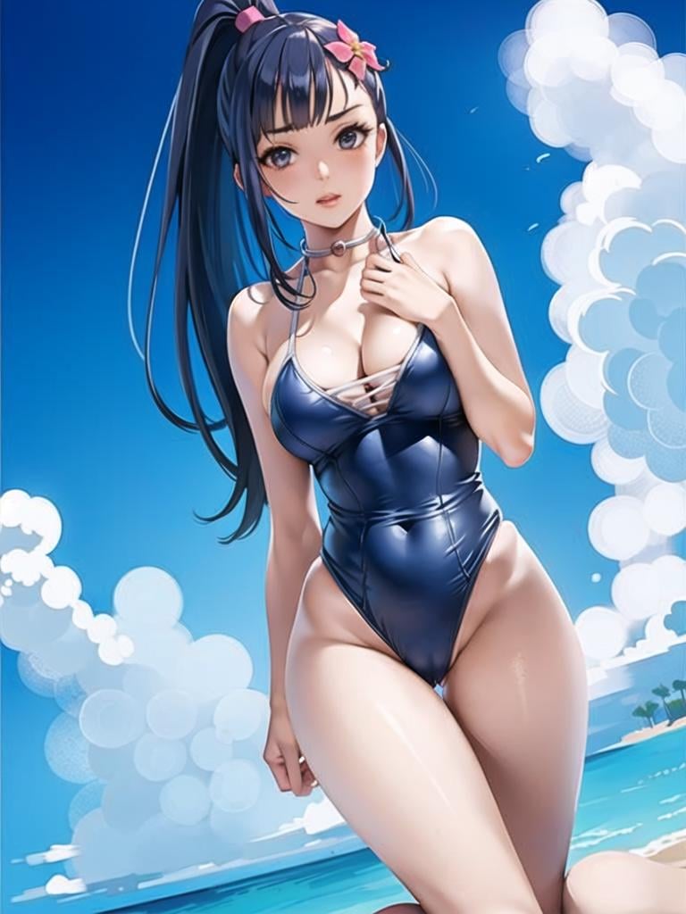 1girl, solo,(best quality),(masterpiece:1.1), full body, looking_at_viewer, dynamic angle, swimwear, cute, clear facial skin,