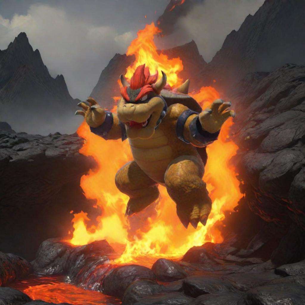 Bowser jumping into lava pool,  realistic by Touch Night on Tensor.Art
